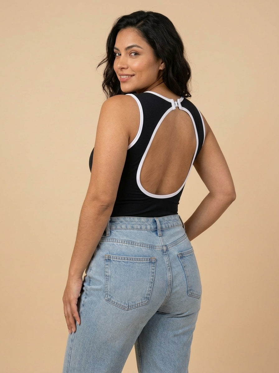 Body Siza Curveluna Negro espalda abierta