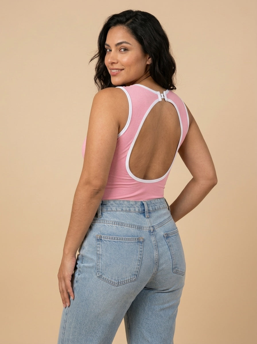 Body Siza Curveluna Rosado espalda abierta